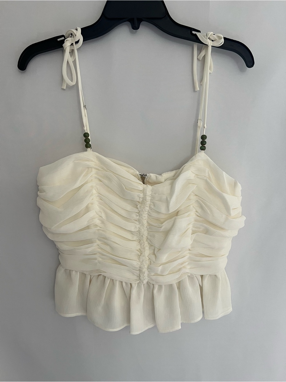 Parker Cream Ruffled Tie-Strap Crop Camisole